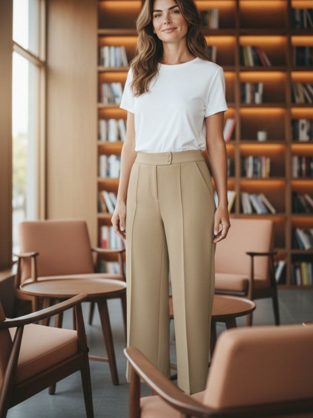 Apt. 9 Beige Women's Dress Pants Modern Fit Straight-Leg, Size 10
